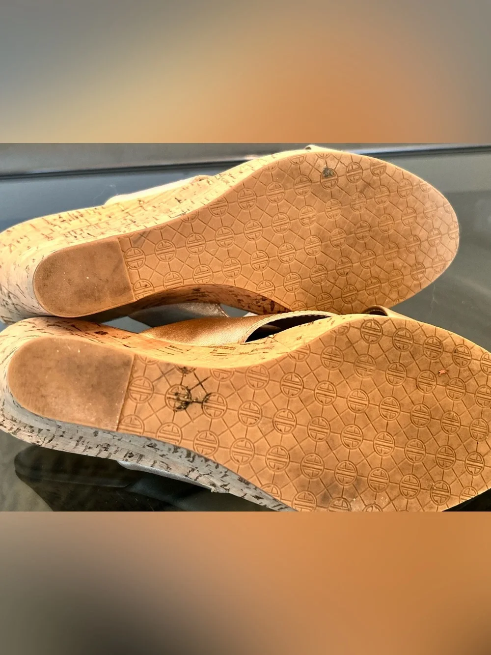 Lilly Pulitzer Metallic Gold Cork Wedge Sandals size 6